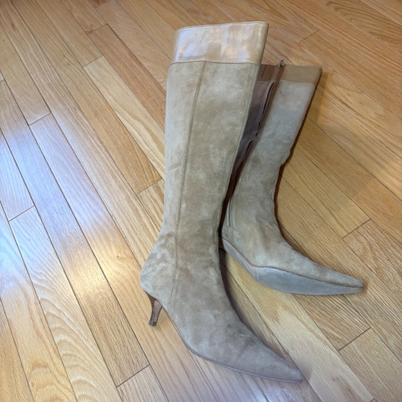 Banana Republic Tall suede & leather boots, tan, kitten heel, size 7, stunning! - Picture 9 of 16